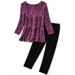 Stan Herman Purple Lounge Set Tunic Sweater Knit Leggings Size M New